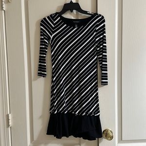 Black and White Striped dress- washable